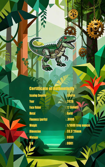 2026 Liberia Polygon Rex Shaped 1/1000 oz Gold Coin in Card (02/16)