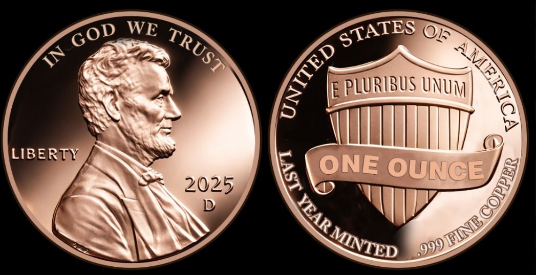 In Stock! 2025 U.S. Penny Last Year Minted 1 oz Copper Round