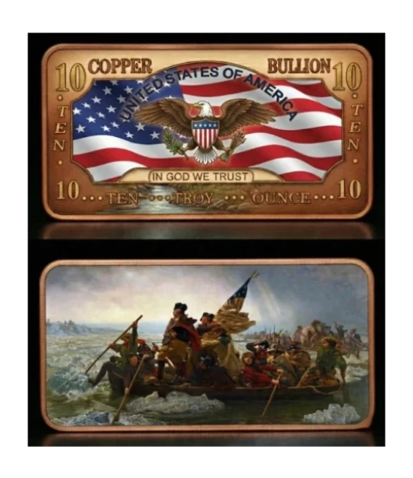 2026 George Washington Crosses the Delaware 10oz AVDP .999 Fine Copper Bar