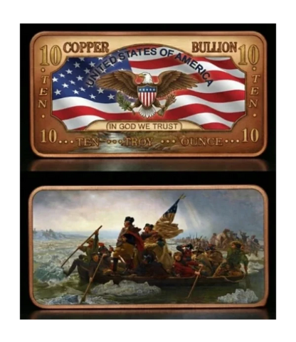2026 George Washington Crosses the Delaware 10oz AVDP .999 Fine Copper Bar