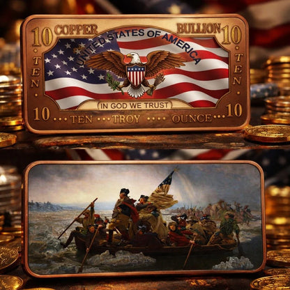 2026 George Washington Crosses the Delaware 10oz AVDP .999 Fine Copper Bar