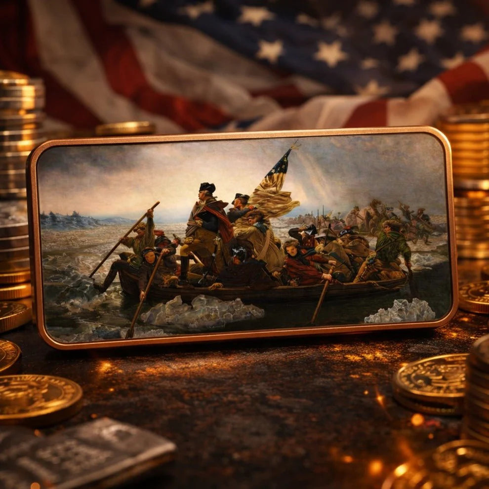 2026 George Washington Crosses the Delaware 10oz AVDP .999 Fine Copper Bar