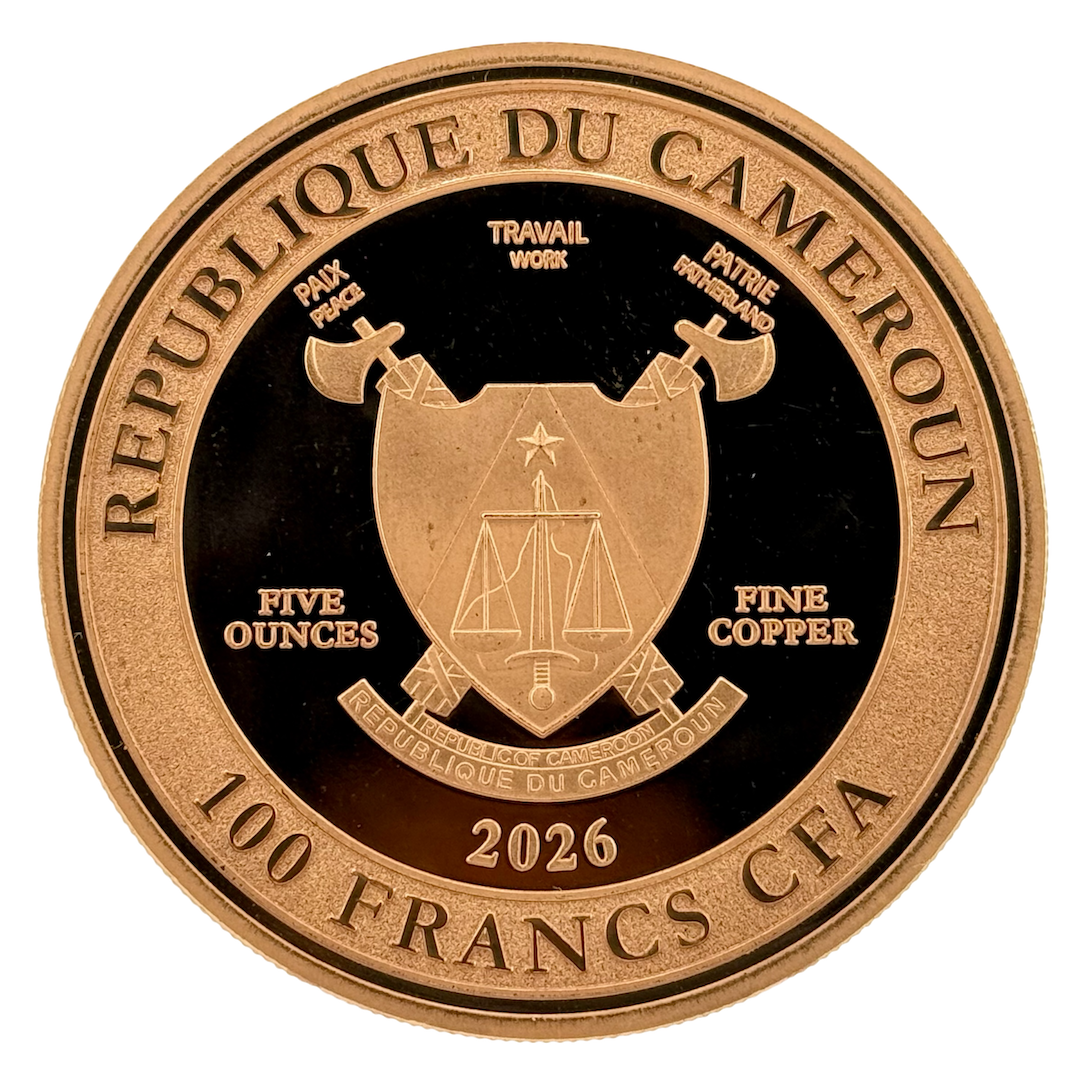 In Stock! Government backed! 2026 Cameroon Wildlife Values Bear Protect Proof 5 oz Copper Coin (02/20)
