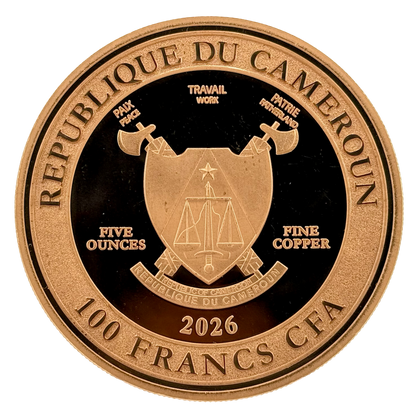 In Stock! Government backed! 2026 Cameroon Wildlife Values Bear Protect Proof 5 oz Copper Coin (02/20)