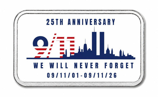 Look closely! Estimate: XVI Mint - Faces of Remembrance - 25th Anniversary 9/11 Memorial 1 oz Silver Colorized Bar in Capsule