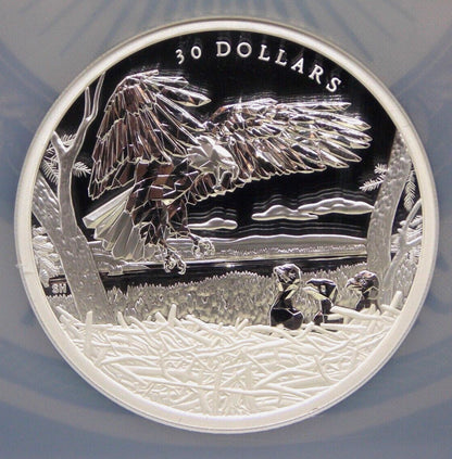 In Stock! 2022 Canada $30 Multifaceted Animal Family: Bald Eagles - 2oz Fine Silver Coin