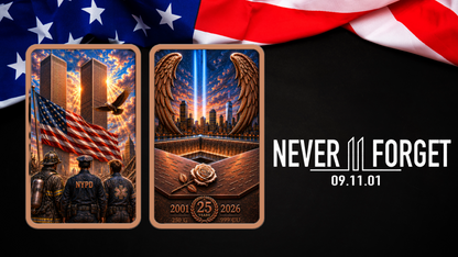 250 Gram Never Forget 9/11 - 25 Years of Remembrance Copper Bar in Capsule