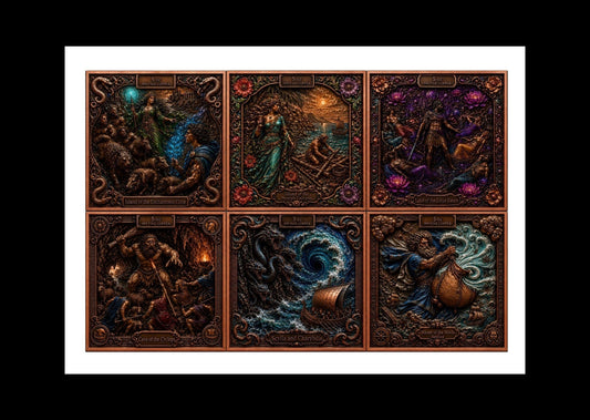 Journey of Odysseus Colorized 6 x 5 oz Copper Medal Set