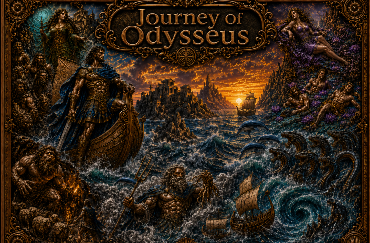 Journey of Odysseus Colorized 6 x 5 oz Copper Medal Set