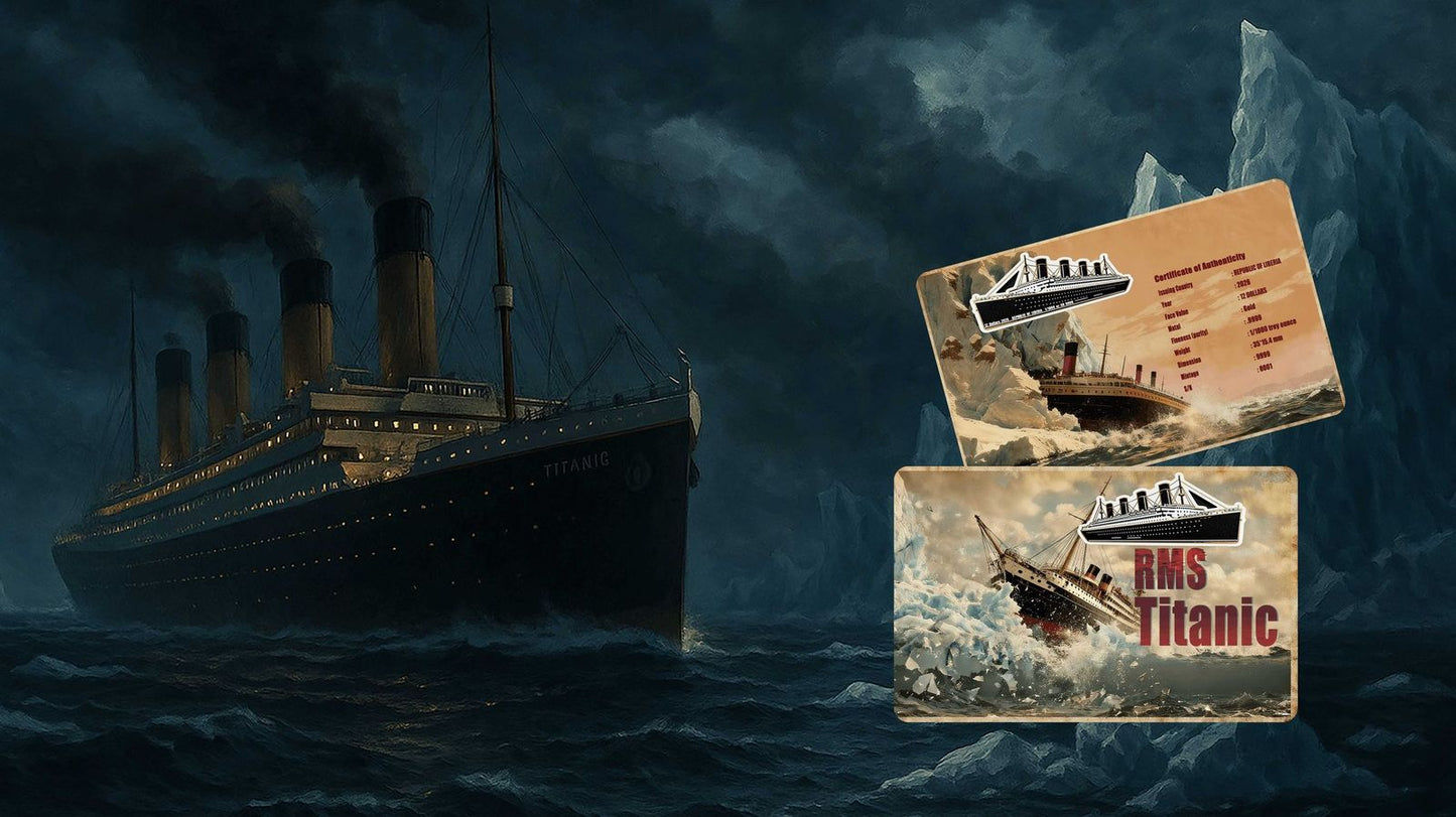 2026 Liberia RMS Titanic Shaped 1/1000 oz Gold Coin in Card (02/23)