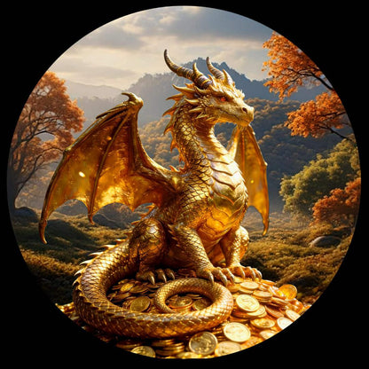 In Stock! Golden Autumn Dragon of Wealth 1 oz Copper Art Round (500 Mintage)