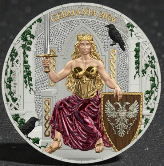 Estimate! Germania 2026 Lady Germania 1 oz Silver Colorized Art Coin (49 Mintage)