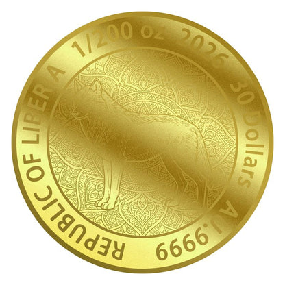 2026 Liberia The Great Wolf Mandala 1/200 oz Gold Coin in Card (02/24)