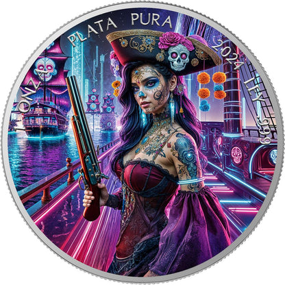 2024 Mexico Libertad Dia De Los Muertos Cyberpunk Pirate Edition 1 oz Silver Coin (02/24)
