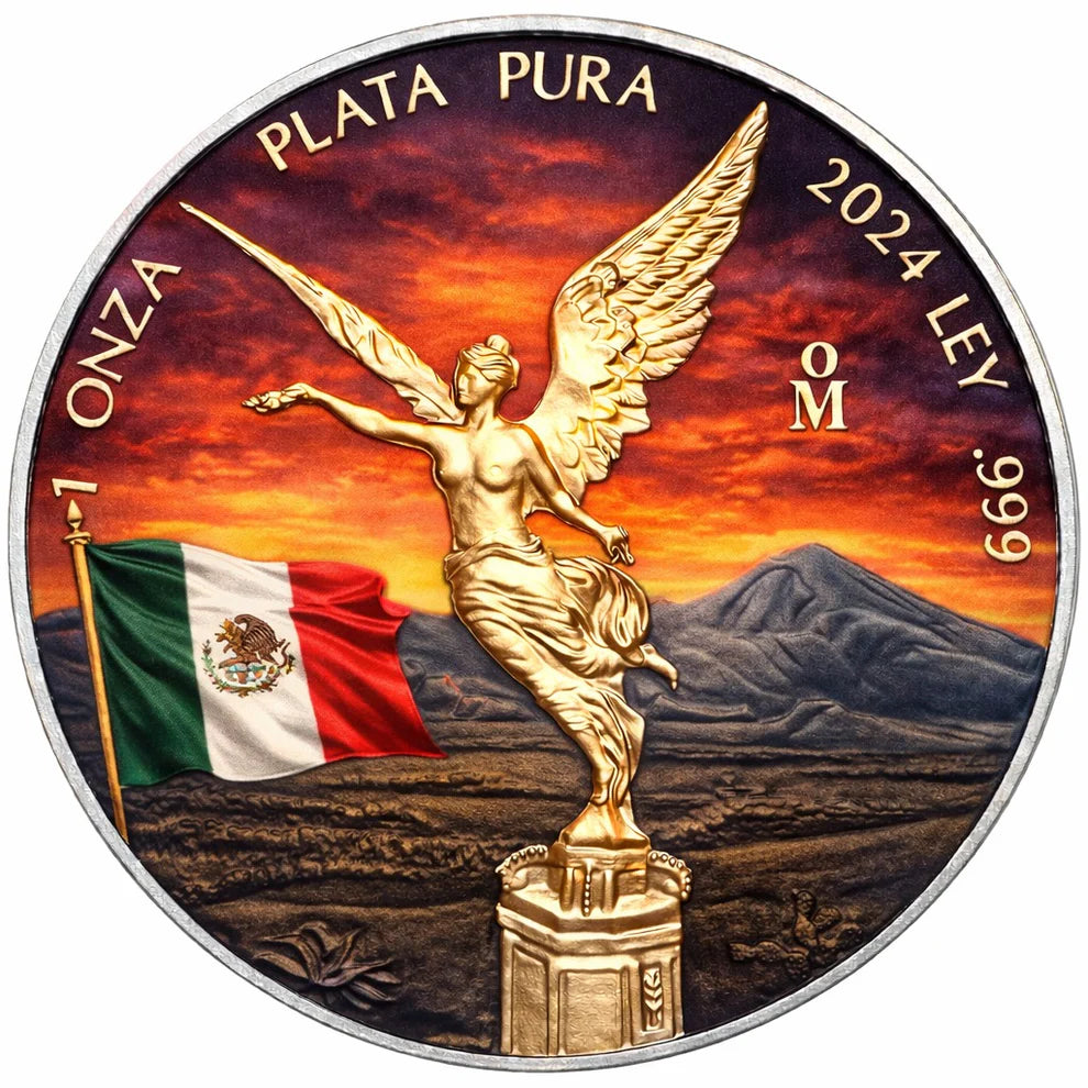 2024 Mexico Libertad Flame of Freedom Colorized 1oz .999 Silver Coin
