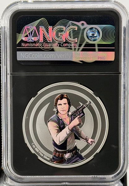2025 Star Wars Boba Fett vs Han Solo 1 oz Silver NGC PF 70 Galaxy Label (02/25)