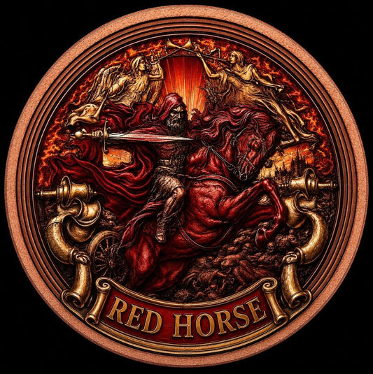 Intaglio Mint Seven Seals of the Apocalypse: Red Horse 1 oz Copper Colorized Medal in Capsule