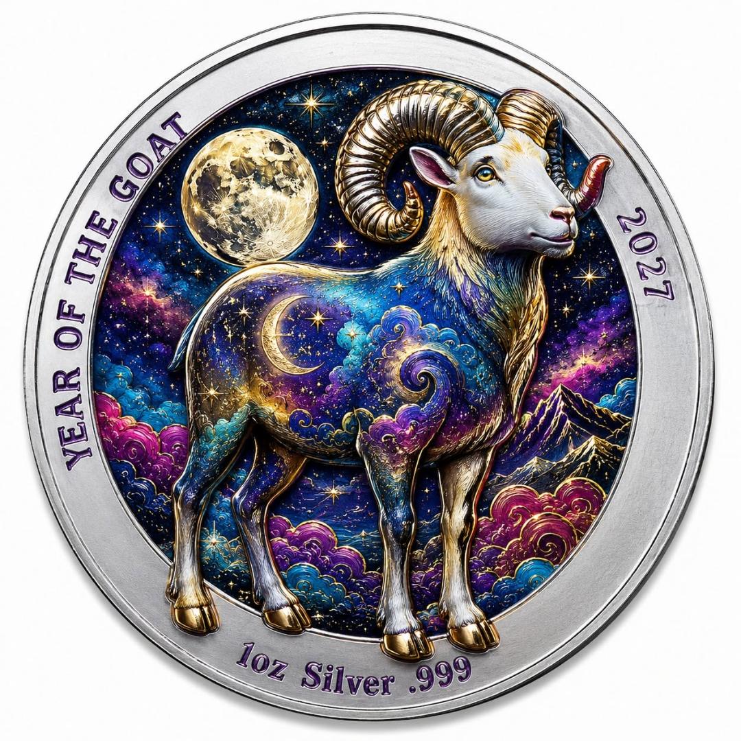MKS Pamp USA 2027 Year of the Goat Celestial Lunar 1 oz Silver Medal in Capsule w/COA (227 Mintage)