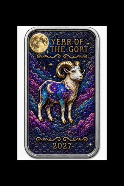 MKS Pamp USA 2027 Year of the Goat Celestial Lunar 1 oz Silver Medal in Capsule w/COA (227 Mintage)