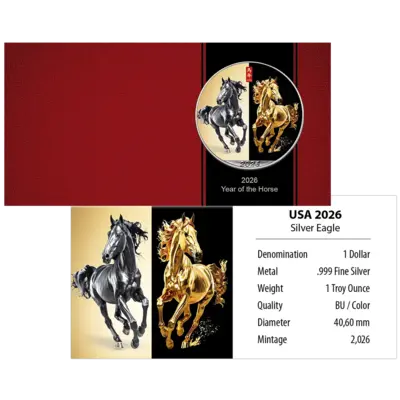 2026 U.S. Eagle Dual Year of the Horse Edition 1 oz Silver Coin (02/26)