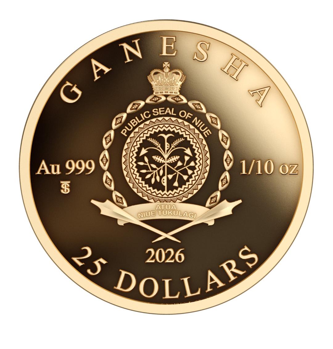 Estimate! Niue 2026 Ganesha 1/10 oz Gold Coin (108 Mintage)