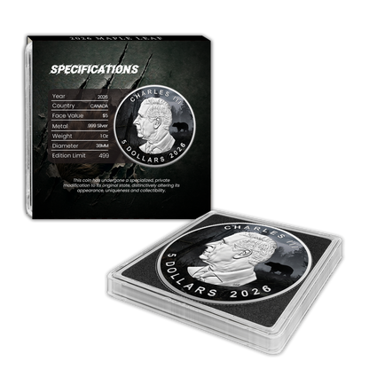 In Stock! 2026 Canada Maple Leaf Grizzly Bear Edition Colorized .9999 Silver Coin