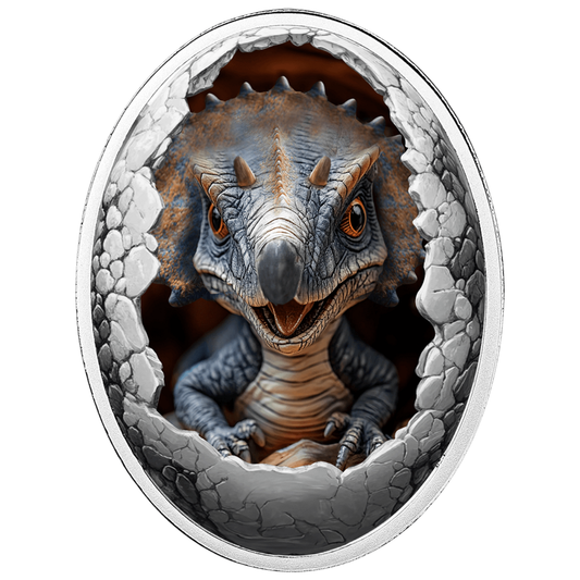 2026 Cameroon Dinosauria - Triceratops 16.81g Silver Coin (02/27)