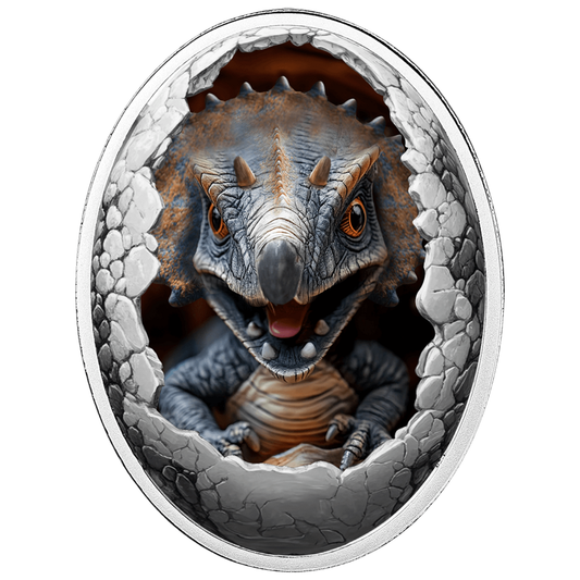 2026 Cameroon Dinosauria - Triceratops 16.81g Silver Coin (02/27)