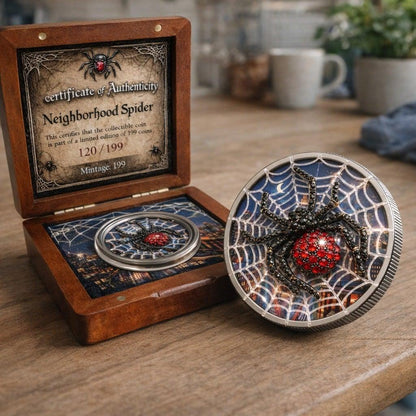 In Stock! 2013 Canada Maple Neighborhood Spider 1oz .9999 Silver Colorized Art Coin