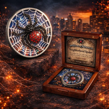 In Stock! 2013 Canada Maple Neighborhood Spider 1oz .9999 Silver Colorized Art Coin