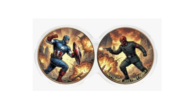 2 x 1 oz Captain America vs Red Skull .999 Copper Medal in DuoStack Capsules