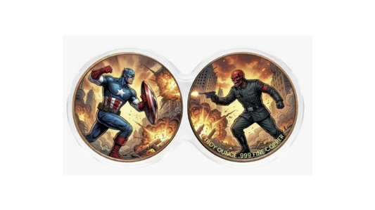 2 x 1 oz Captain America vs Red Skull .999 Copper Medal in DuoStack Capsules