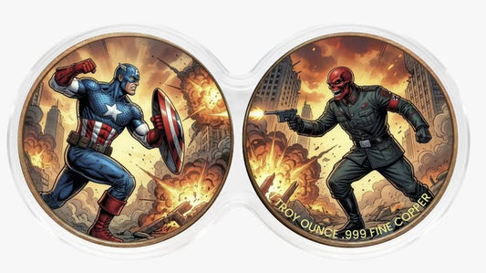 2 x 1 oz Captain America vs Red Skull .999 Copper Medal in DuoStack Capsules