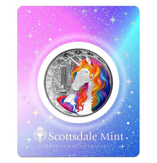 Estimate! Fiji 2025 Unicorn Blossom COLOR 1 oz Silver in TEP (3000 Mintage)