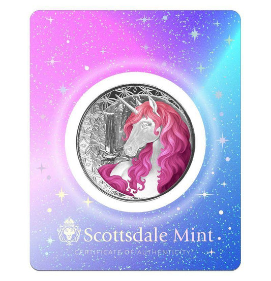 Estimate! Fiji 2025 Unicorn Roselle COLOR 1 oz Silver in TEP (1500 Mintage)