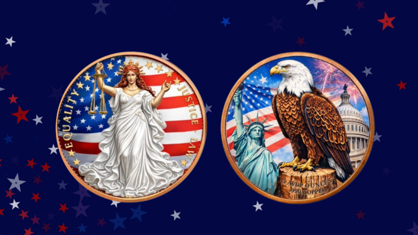 In Stock! The Scales of Justice  5 oz Copper Colorized Come in capsules