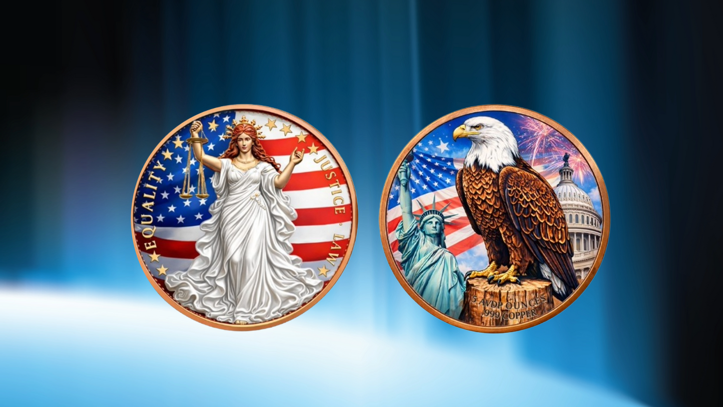 In Stock! The Scales of Justice  5 oz Copper Colorized Come in capsules
