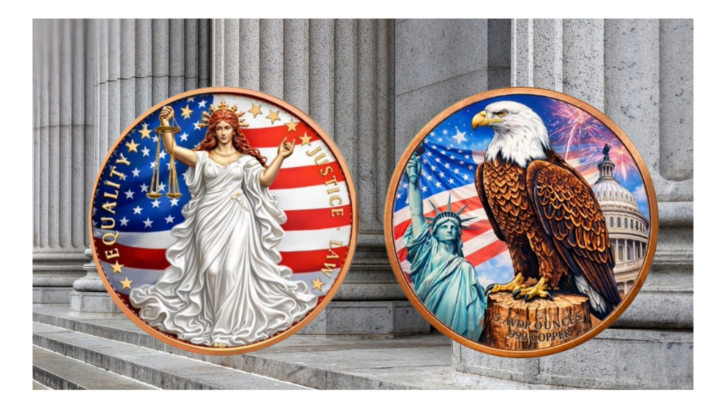 In Stock! The Scales of Justice  5 oz Copper Colorized Come in capsules