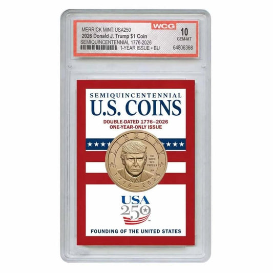 2026 Donald J. Trump $1 Coin Trading Card WCG GEM MINT 10 (America 250 Semiquincentennial)