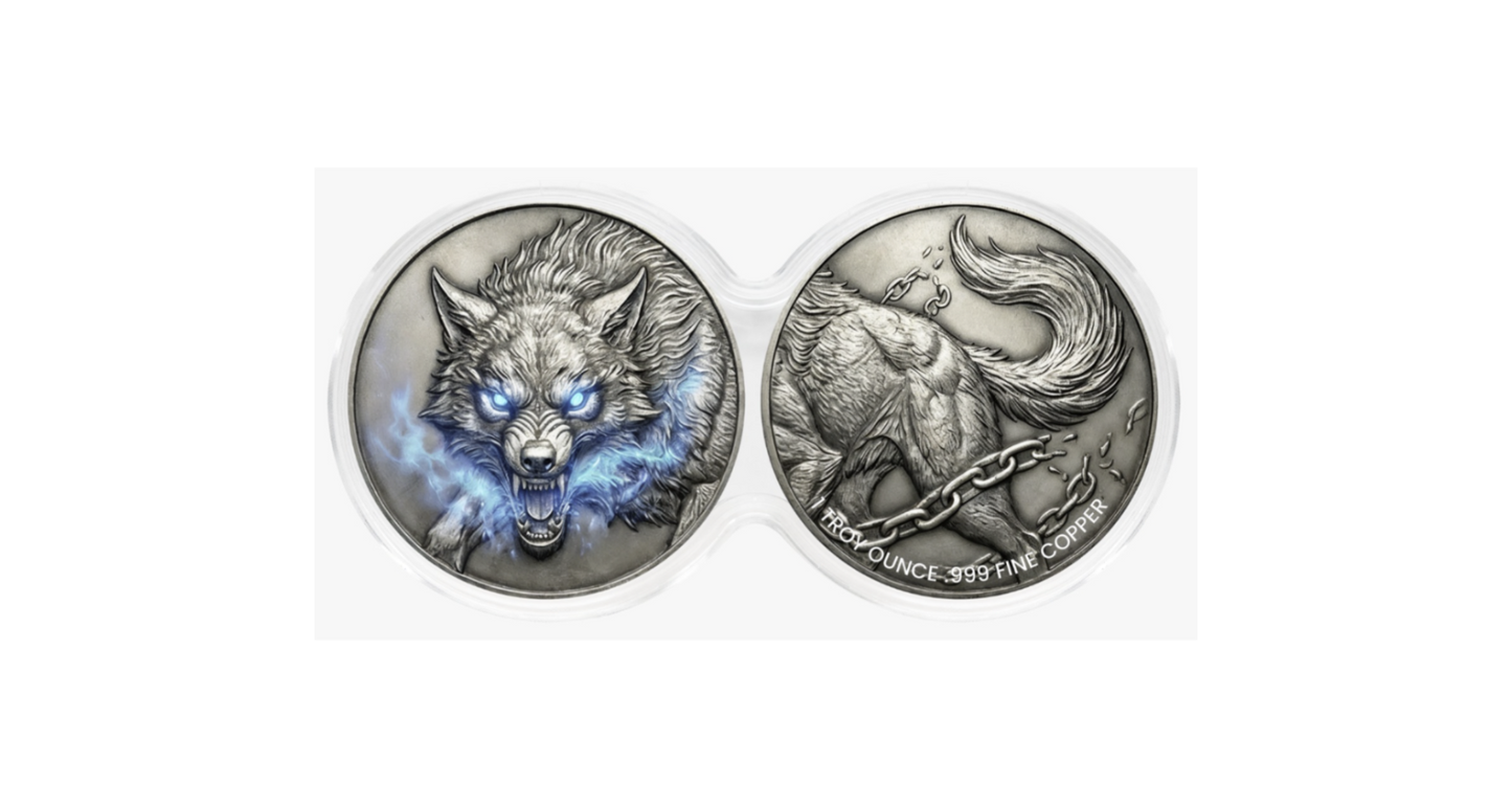 Spirit Wolf 2 x 1 oz Copper Medal Set in Stackable Infinity Capsule (03/04)