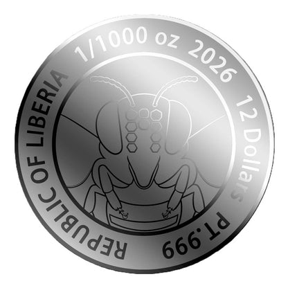 2026 Liberia Honey Bees 1/1000 oz Platinum Coin in Card (03/03)