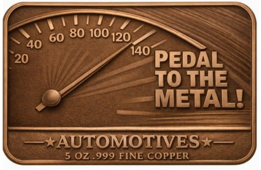 Pedal to the Metal Automotives Colorized 5 oz Copper Bar Street Racer Car  (03/03)
