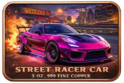 Pedal to the Metal Automotives Colorized 5 oz Copper Bar Street Racer Car  (03/03)