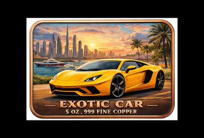 Pedal to the Metal Automotives Colorized 5 oz Copper Bar Exotic Car  (03/03)