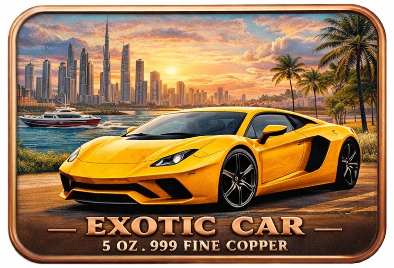 Pedal to the Metal Automotives Colorized 5 oz Copper Bar Exotic Car  (03/03)