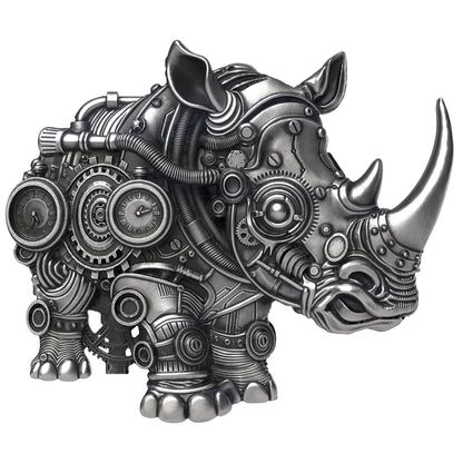 2027 Cameroon Mech Rhino Shaped 2 oz Antique Silver Coin