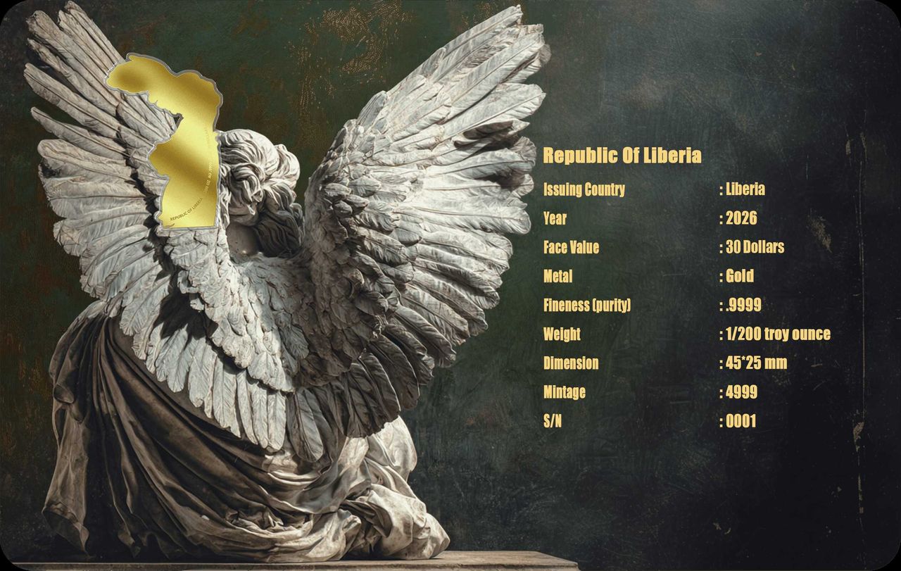 2026 Liberia Nike 1/200 oz .9999 Shaped Gold Coin in Card