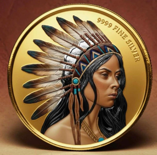 Weekend offer: Estimate! Scottsdale Mint Buffalo Girl 1 oz Silver Double-Sided Fully Colorized Art Round (50 Mintage)