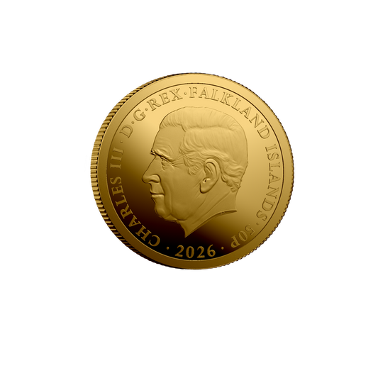 Estimate! 2026 Falkland Islands Southern Rockhopper Penguin BU 0.5g Gold Coin (03/06)