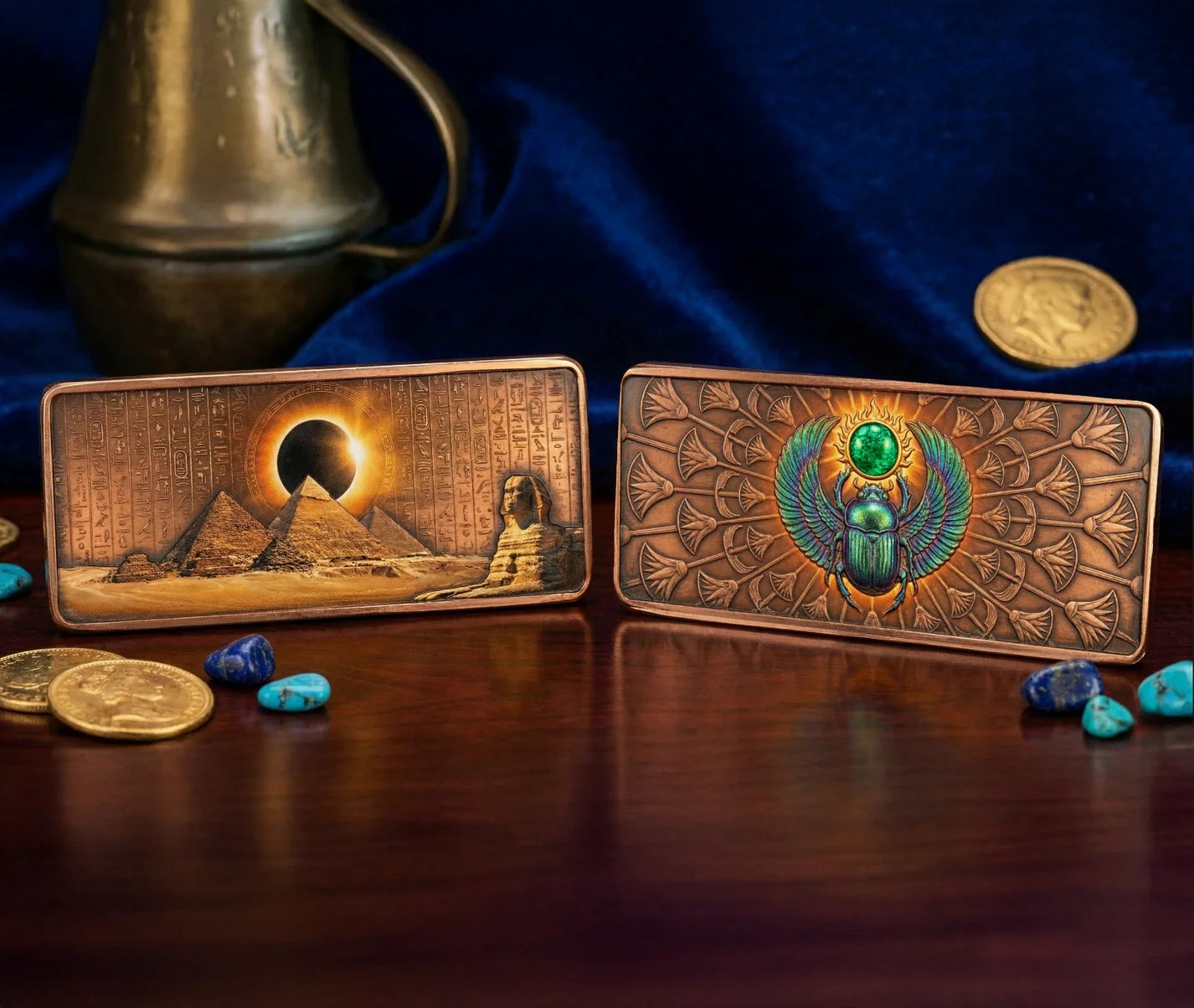 2026 Scarab Egyptian Bar w/Crystal Insert 10oz AVDP .999 Copper Bar